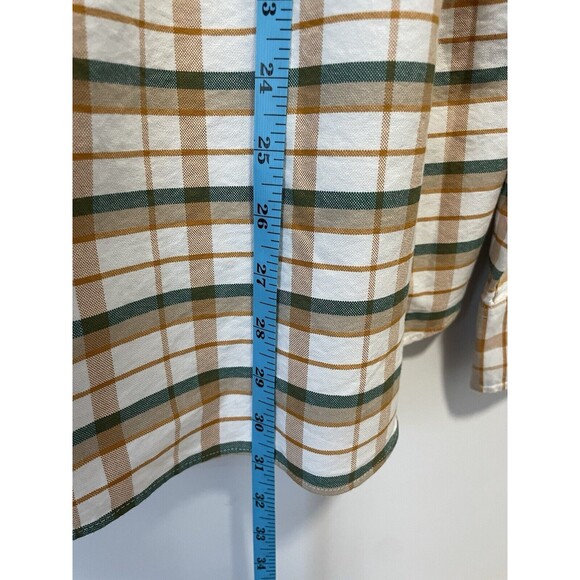 Men's J CREW XL Factory Button Down Shirt Flex Oxford Slim Plaid Green/orange - Picture 6 of 7